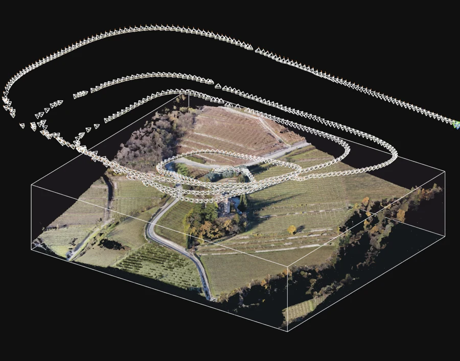 Planned drone flight path over the site