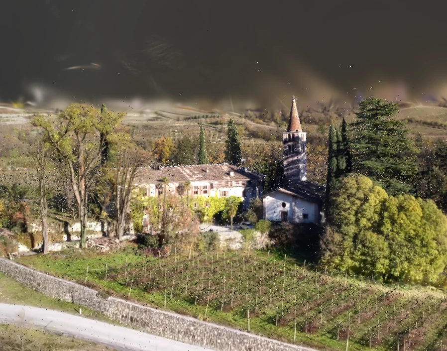 Gaussian splatting of a surveyed village